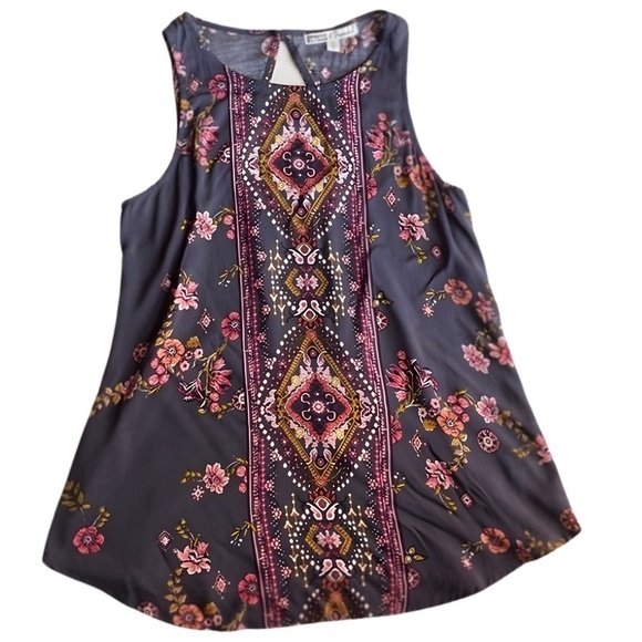 Chic & Comfortable:NWT Printed Sleeveless Tunic for Stylish Women in Grey Medium - Picture 3 of 5